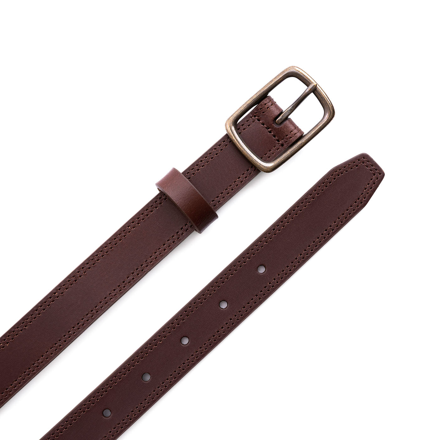 Women's Slim Double Stitch Leather Belt - Image 8